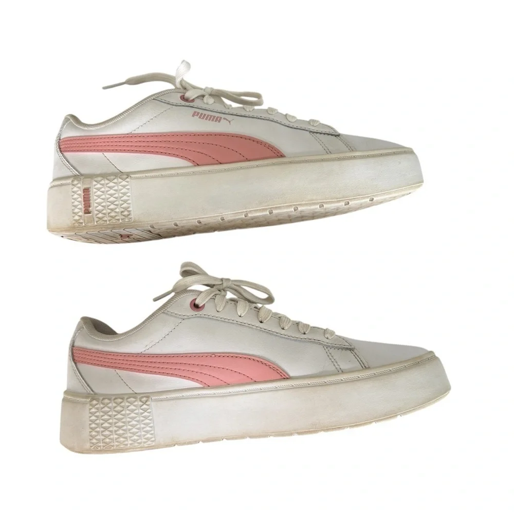 Puma Smash Platform V2 Casual Sneakers Womens Shoe Size 9 White / Pink 373035-05